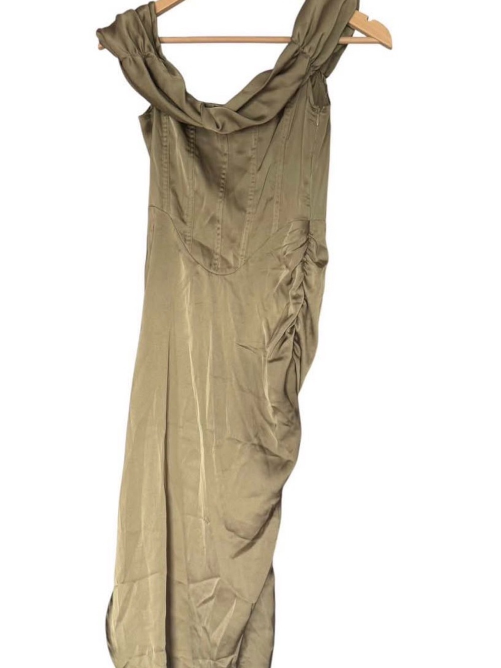 PrettyLittleThing Olive Draped Corset Midi Dress - Picture 7 of 7